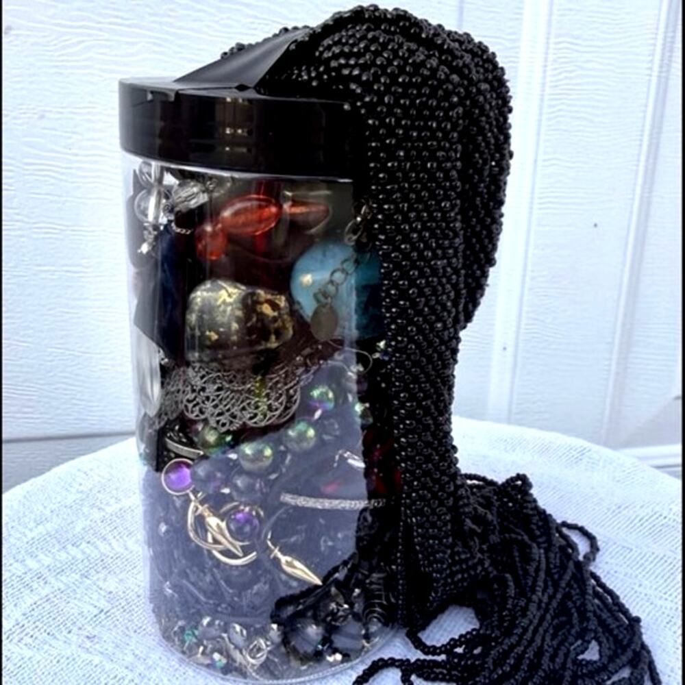 Mystery Wearable Jewelry Jar- 32 oz Filled Dark, Gothic Style Some Silver 925